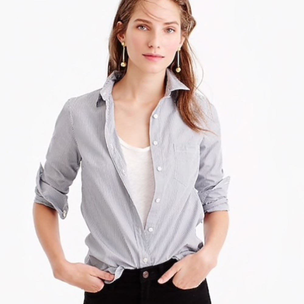 J.Crew Boy Shirt Navy Poplin Size 8